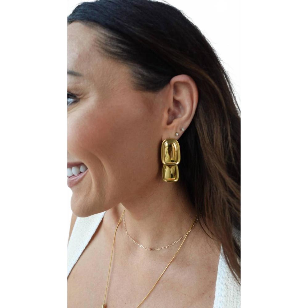 NEW CHANSUTTPEARLS women's double drop earrings in gold
